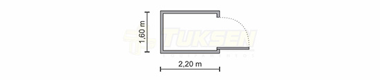 2,20 x 1,60 x 2,10 m