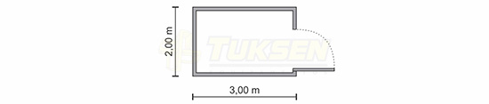 3,00 x 2,00 x 2,10 m